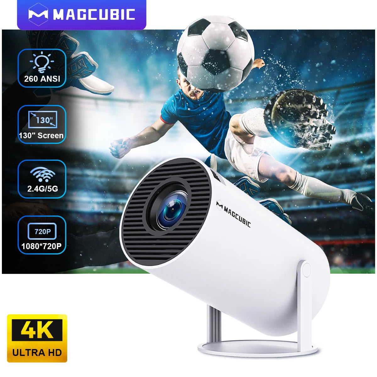  "HY300 Pro 4K Android 11 Projector – Portable 180° Home Cinema with Dual WiFi & Bluetooth 5.0 for Outdoor Entertainment"