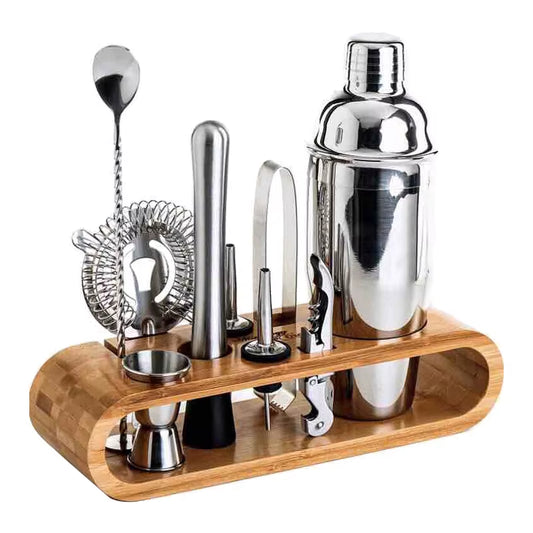 Stainless Steel Cocktail Shaker with Bamboo Rack