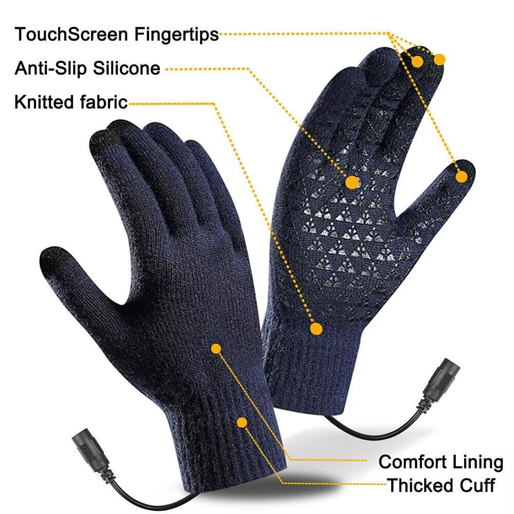 "Electric Heated Winter Gloves – Touchscreen, Non-Slip Cycling & Knitting Gloves for Men & Women"