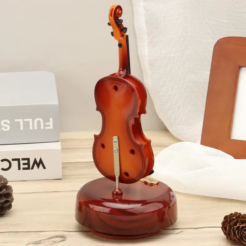 "Rotating Guitar & Violin Music Box – Creative Gift for Birthdays & Holidays"