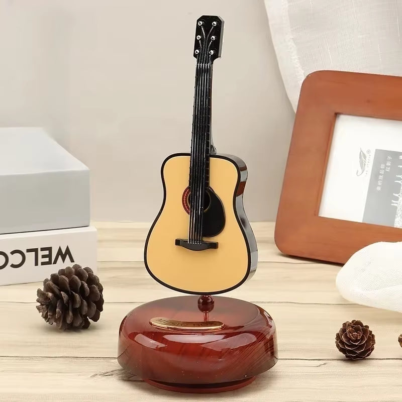 "Rotating Guitar & Violin Music Box – Creative Gift for Birthdays & Holidays"