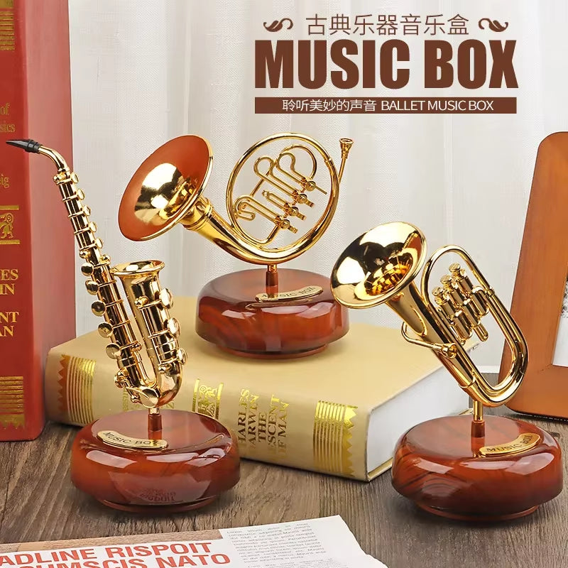 "Rotating Guitar & Violin Music Box – Creative Gift for Birthdays & Holidays"